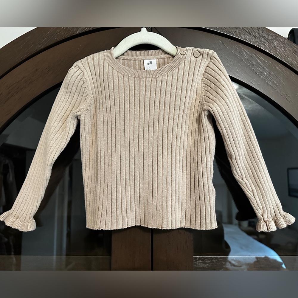 H&M Fine Knit Rib Ruffle Sweater - Size 2T girls